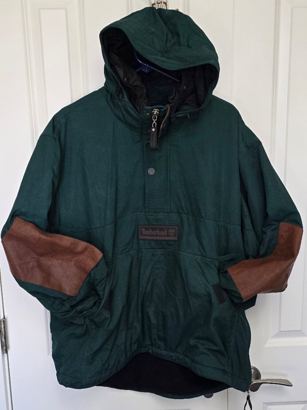 Vintage 90s Timberland Anorak Pullover Hooded Jacket Green Medium M